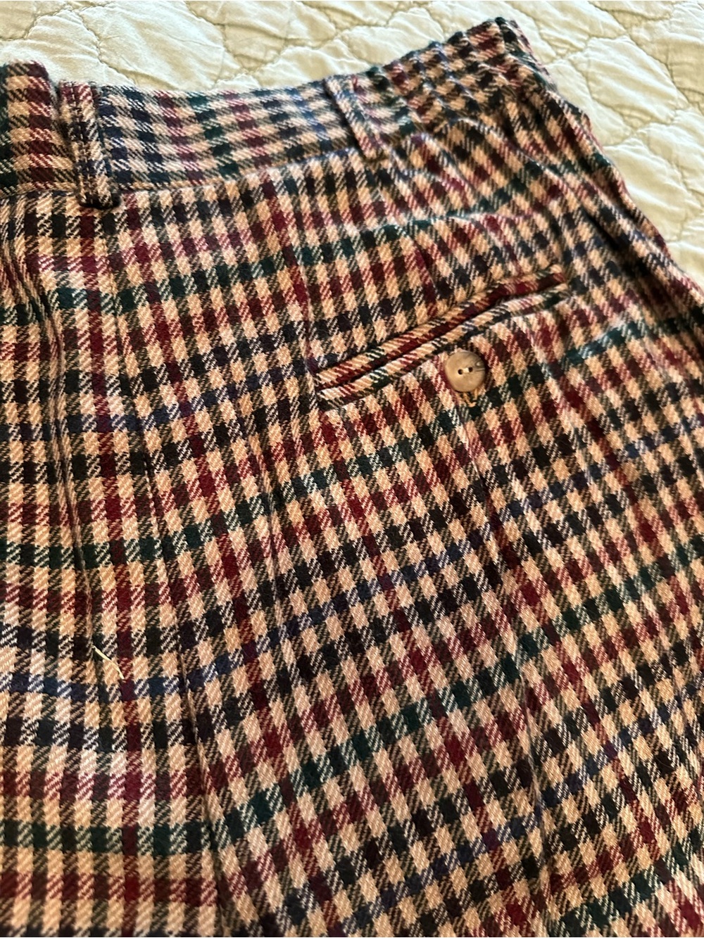 Savannah Vintage Plaid Shorts in Burgundy, Black & Cream - Picture 2 of 5